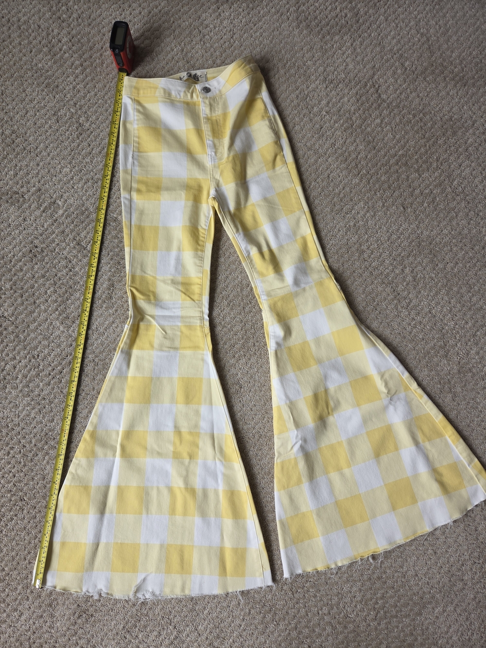 We The Free Yellow and White Gingham Flare Jeans